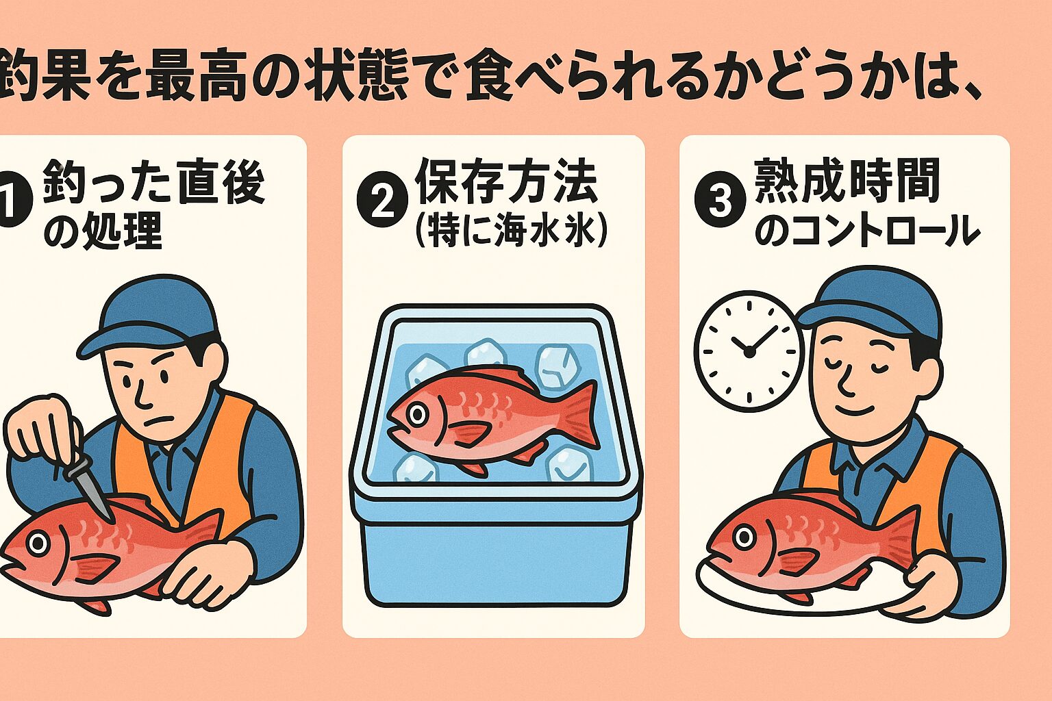 【釣り魚を最高に美味しく食べる3つの秘訣】直後の処理・海水氷・熟成時間が決め手!釣太郎