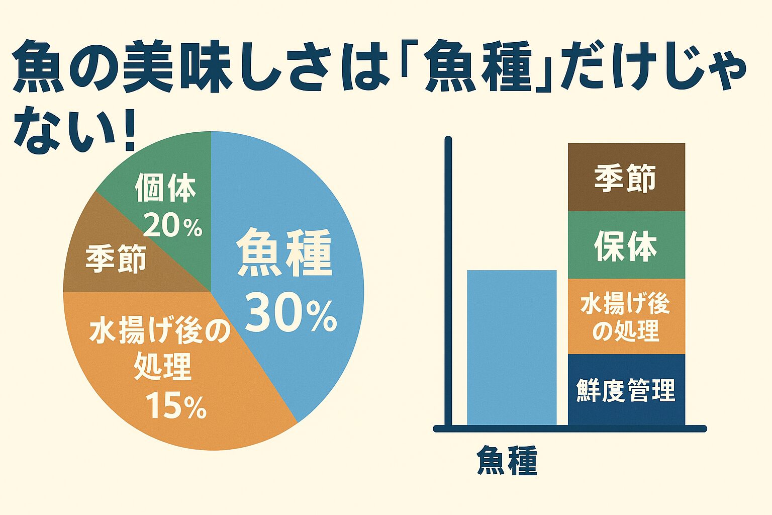 多くの人が勘違いしている「魚種＝美味しさ」。実は美味しさに占める魚種は30％しかない。釣太郎