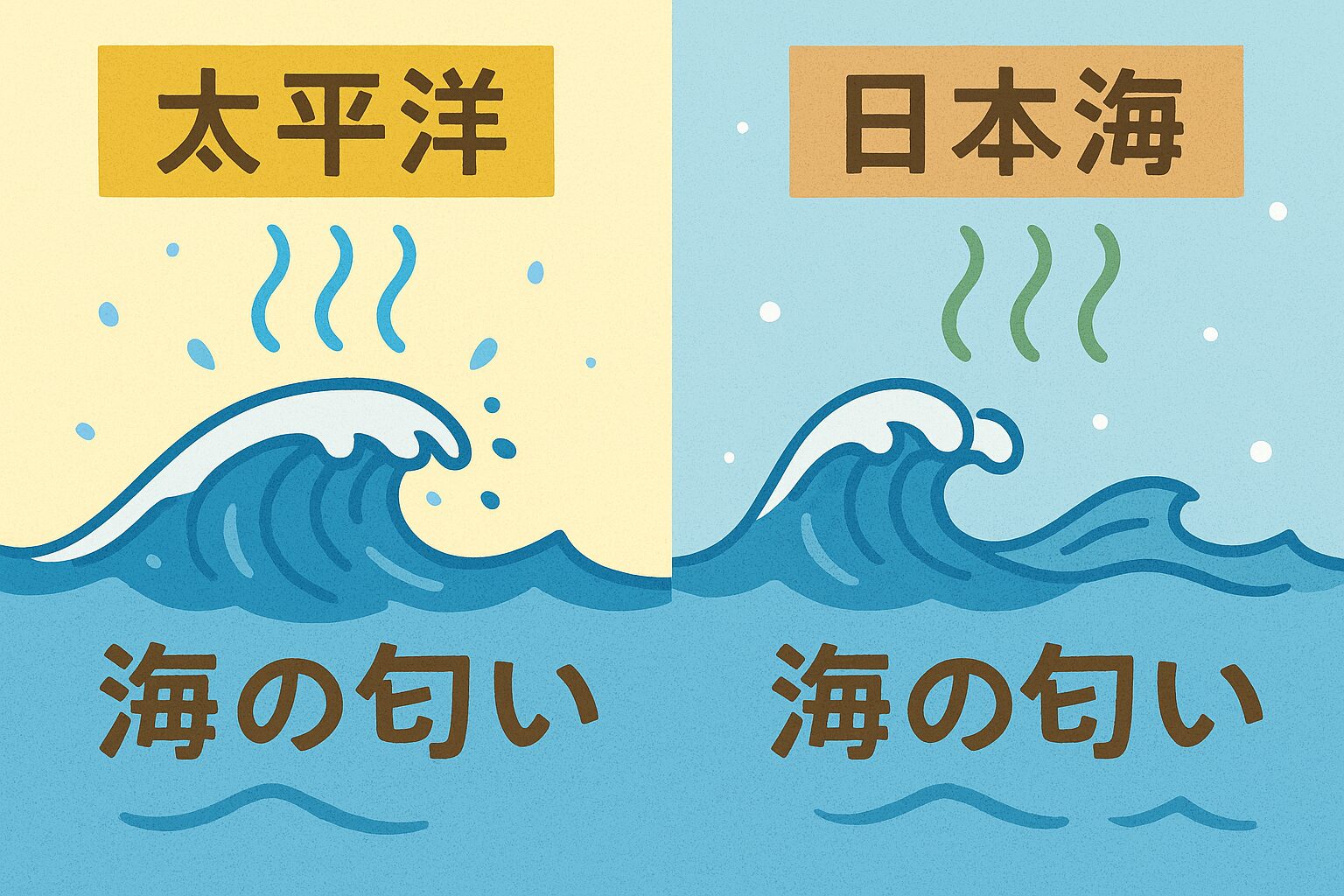太平洋と日本海の海の匂いが違う理由、それは、海流:黒潮(多様性) vs 対馬暖流(豊かさ)。地理:開かれた太平洋 vs 閉ざされた日本海。釣太郎