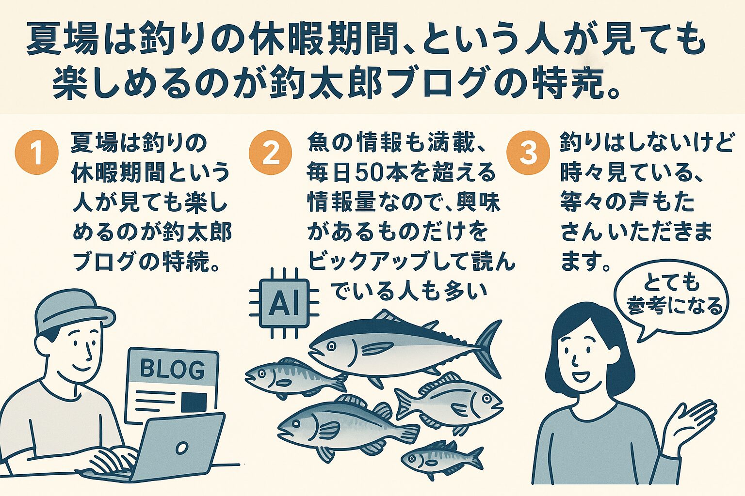 夏のオフシーズンでも楽しめる!
釣りをしない人からも支持される「釣太郎ブログ」の魅力とは?