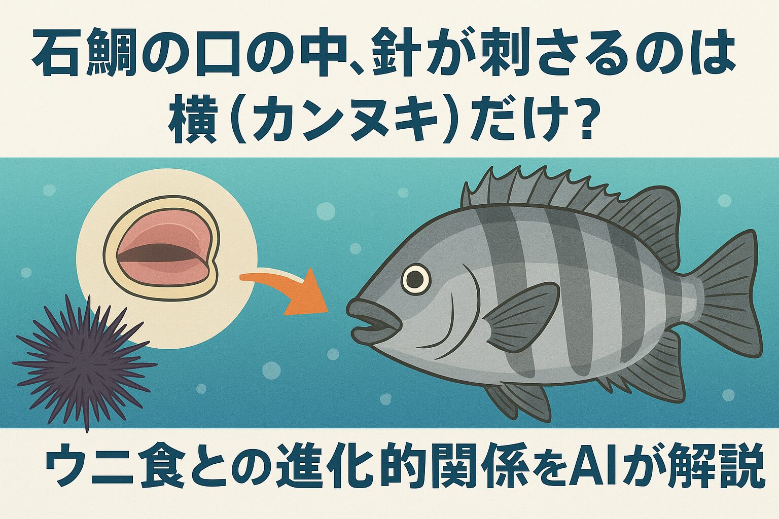 石鯛の口の横（カンヌキ）だけが針掛かりしやすいのは偶然ではなく、硬い餌を噛み砕くための進化的構造に起因します。釣太郎