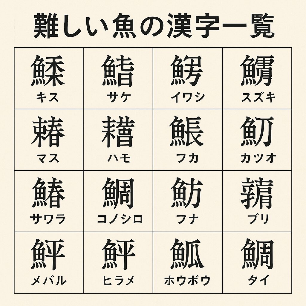 魚の漢字が難しいのは、歴史・文化・地域性が複雑に絡み合っているからです。釣太郎