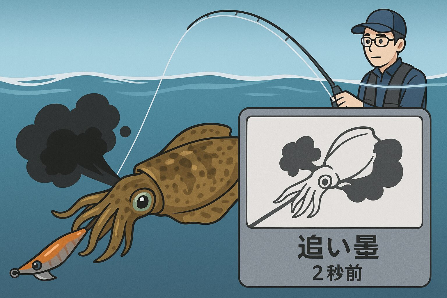 追い墨はアオリイカが持つ高度な防御行動の一つであり、単なる偶然ではありません。釣太郎