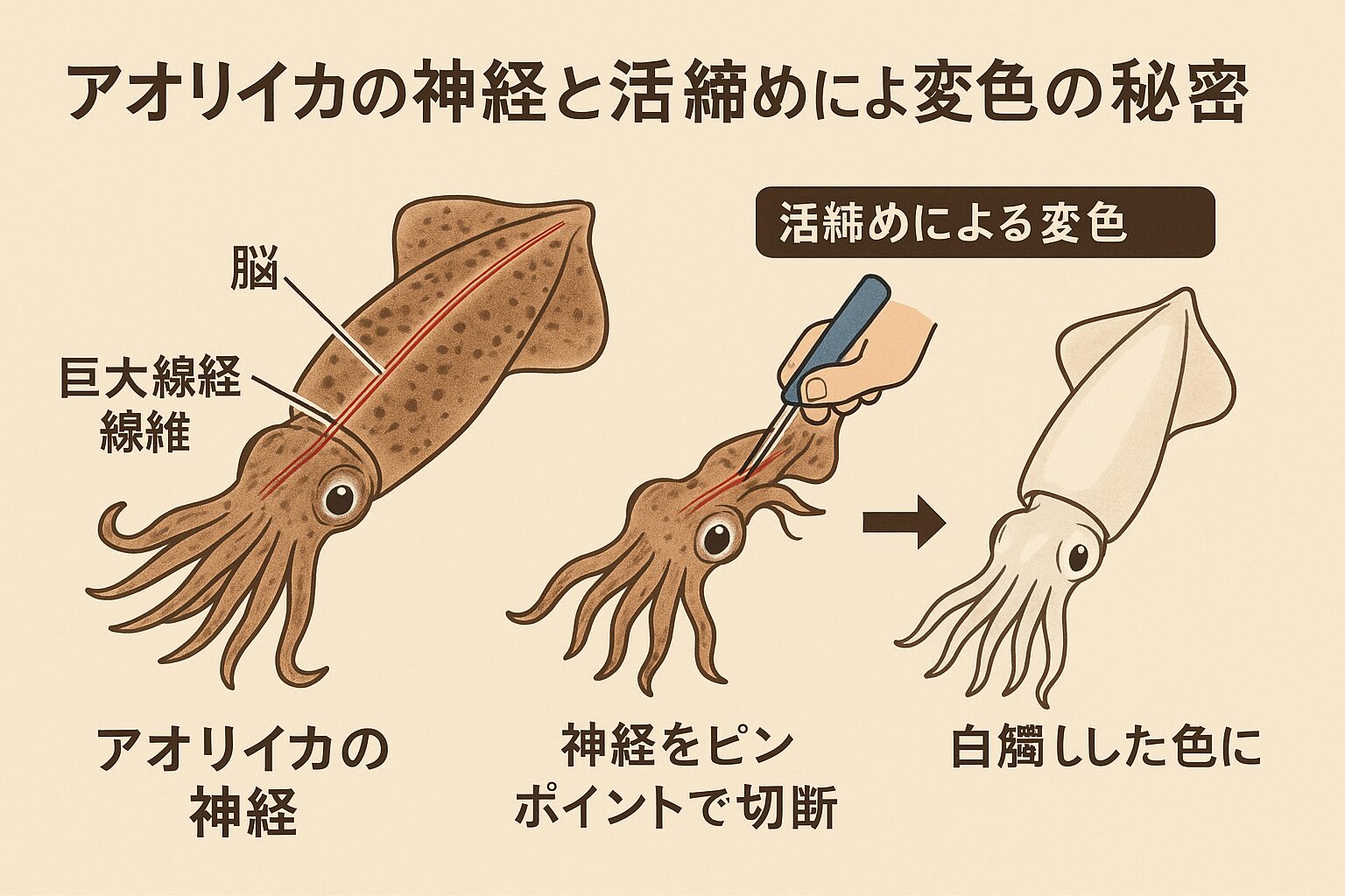 釣り上げたらすぐに「神経締め」。海水氷で急冷し、温度上昇を防ぐ。内臓を持ち帰るまでに取り除くか、もしくは帰宅後すぐ処理。釣太郎