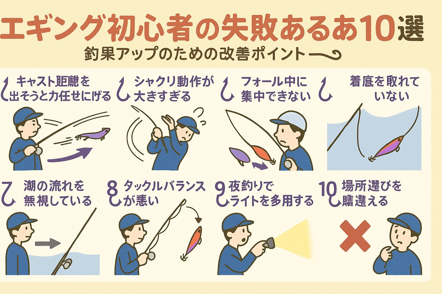エギング初心者の失敗あるある10選｜釣果アップのための改善ポイント。釣太郎