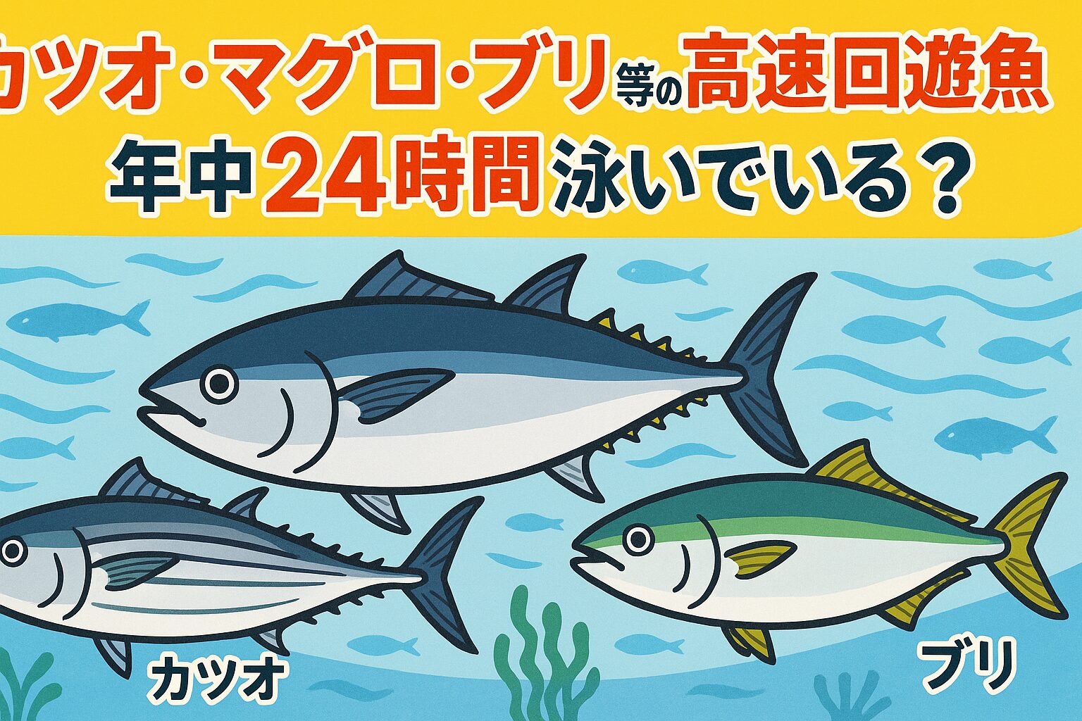 カツオやマグロは「止まれない魚」として24時間泳ぎ続けることで命をつないでいます。釣太郎