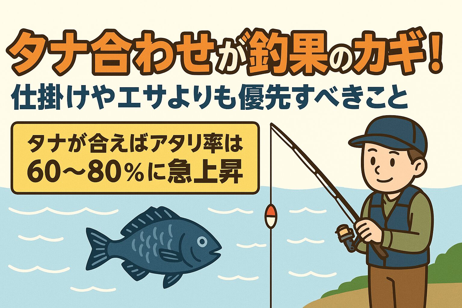 タナが合えばアタリ率は 60〜80% にまで上がり、釣果は劇的に変わります。「釣れない」と思ったら、まずはタナを疑う。これが上達への第一歩です。釣太郎