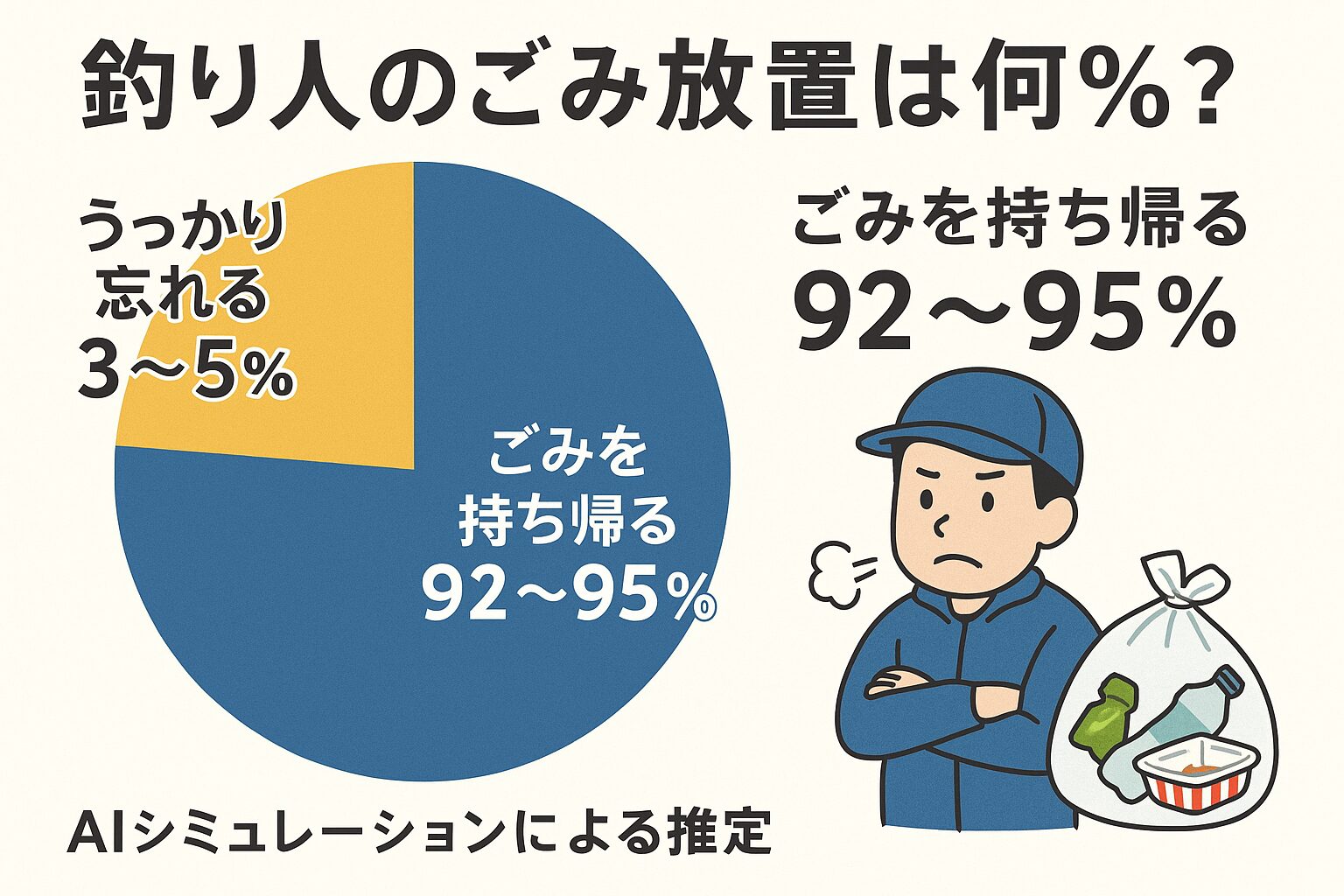 ごみを放置する釣り人は全体の2〜3%程度にすぎない。しかし、この少数の行動が地域や釣り場に甚大な迷惑を及ぼす。釣太郎