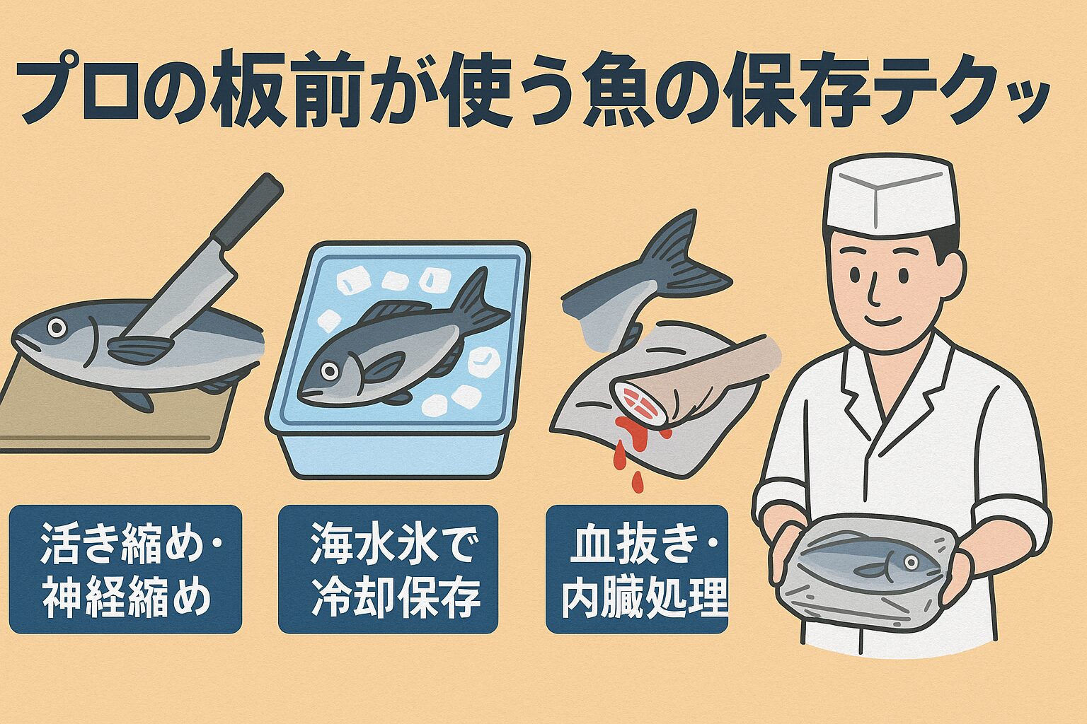 プロの板前は、魚を「ただ冷やす」だけではなく、・活き締めや血抜きで劣化を防ぐ・海水氷でやさしく冷却・湿らせたペーパーで包んで熟成保存、といったテクニックを駆使しています。釣太郎
