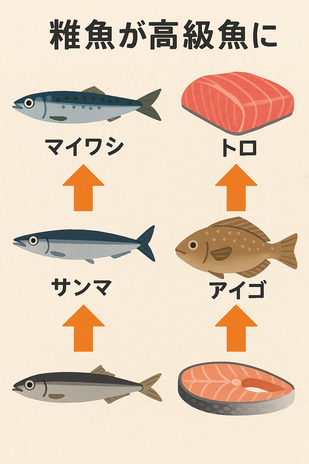魚の価値は地域や時代で大きく変わる。 ・雑魚扱いだった魚が、高級魚になることも珍しくない。釣太郎