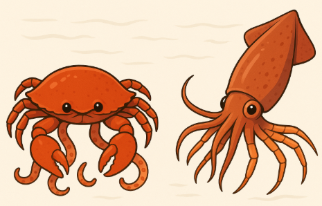 エビとカニ、タコとイカは遺伝的距離が離れすぎているため、ハイブリッドは不可能。釣太郎