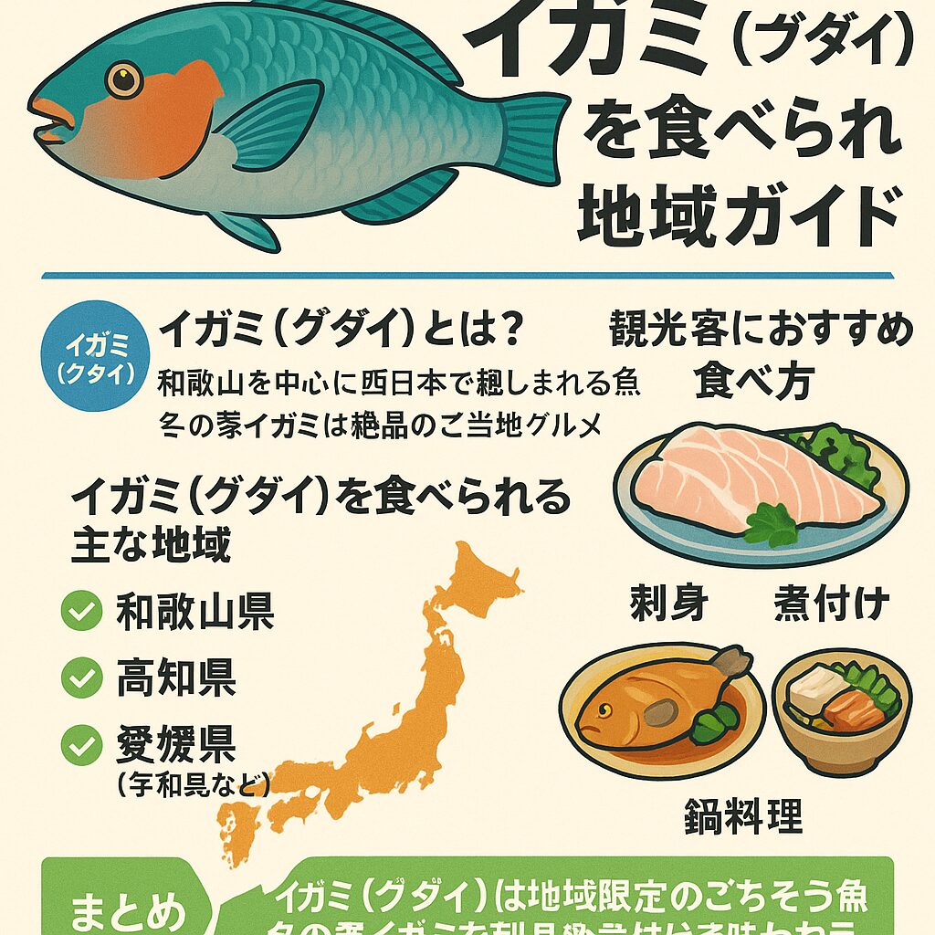 冬の寒イガミは特に絶品で、刺身・煮付け・鍋など幅広く楽しめます。 観光で訪れる際には、ぜひ「旬のイガミ料理」を探してみてください。釣太郎
