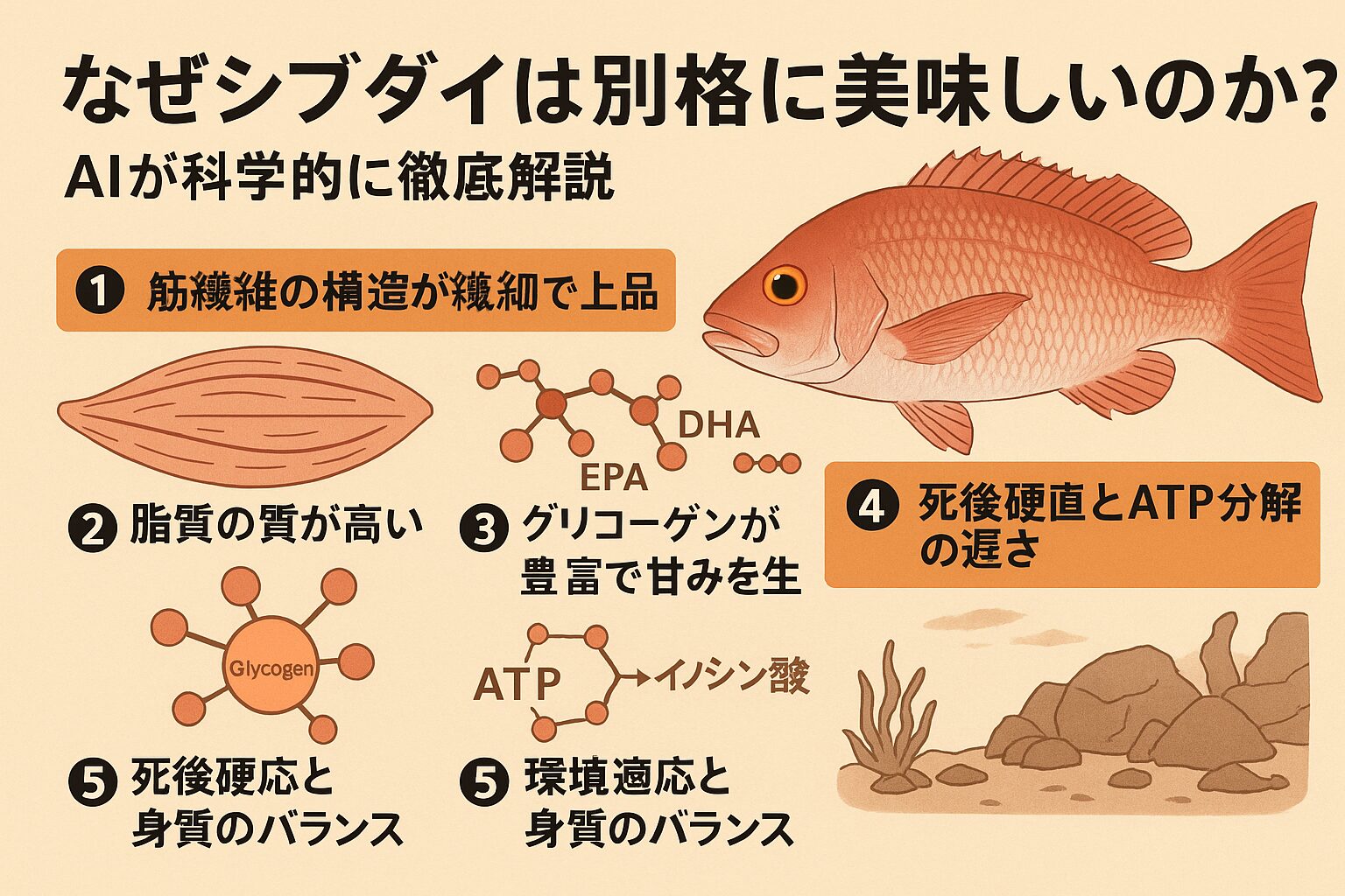 シブダイは「身の締まり」と「脂のり」のバランスが理想的に共存しているため、他魚よりも食味が安定して上質。釣太郎