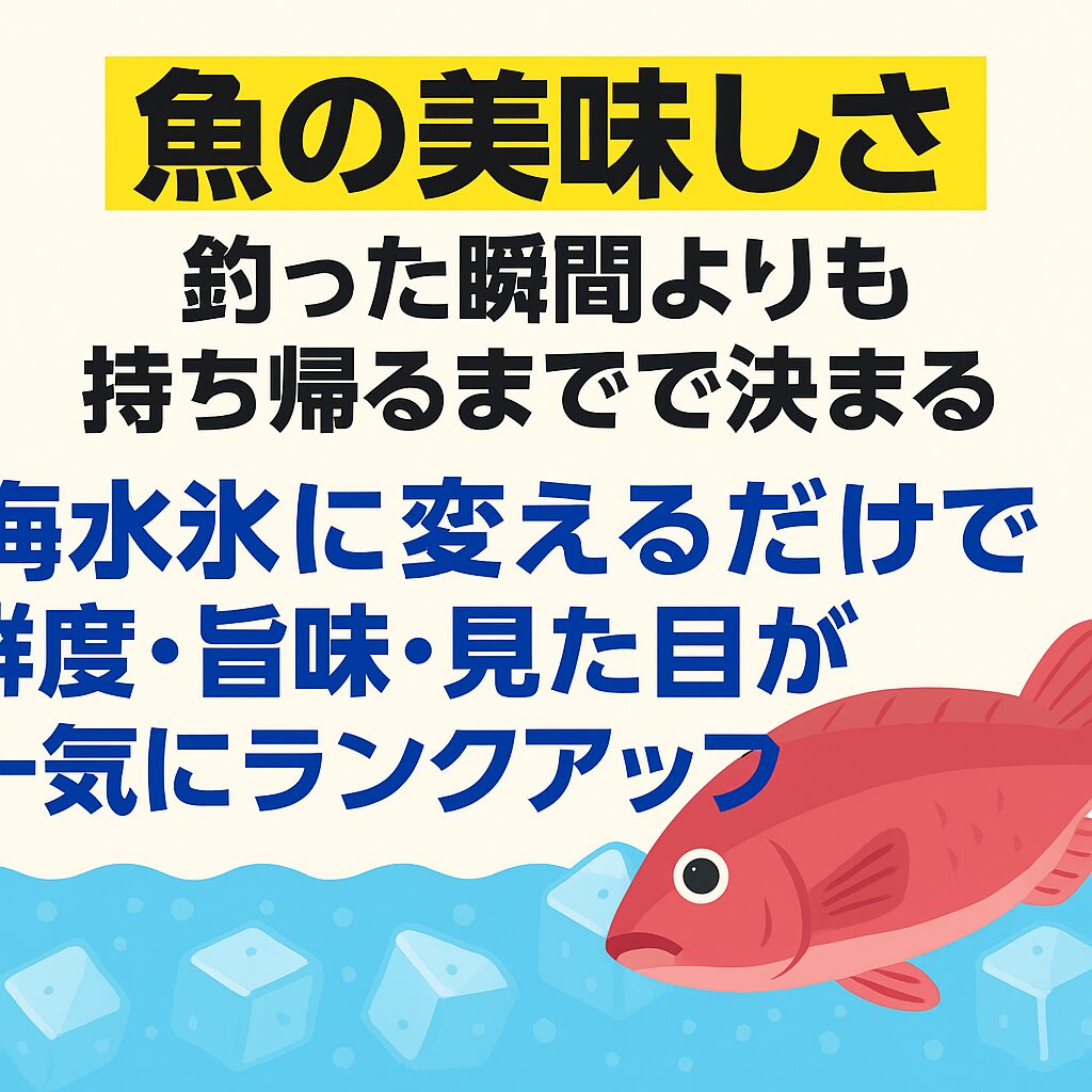 魚の美味しさは、釣った瞬間ではなく持ち帰るまでの処理が決定的。
真水氷から海水氷に変えるだけで、鮮度・旨味・見た目が一気にランクアップします。釣太郎