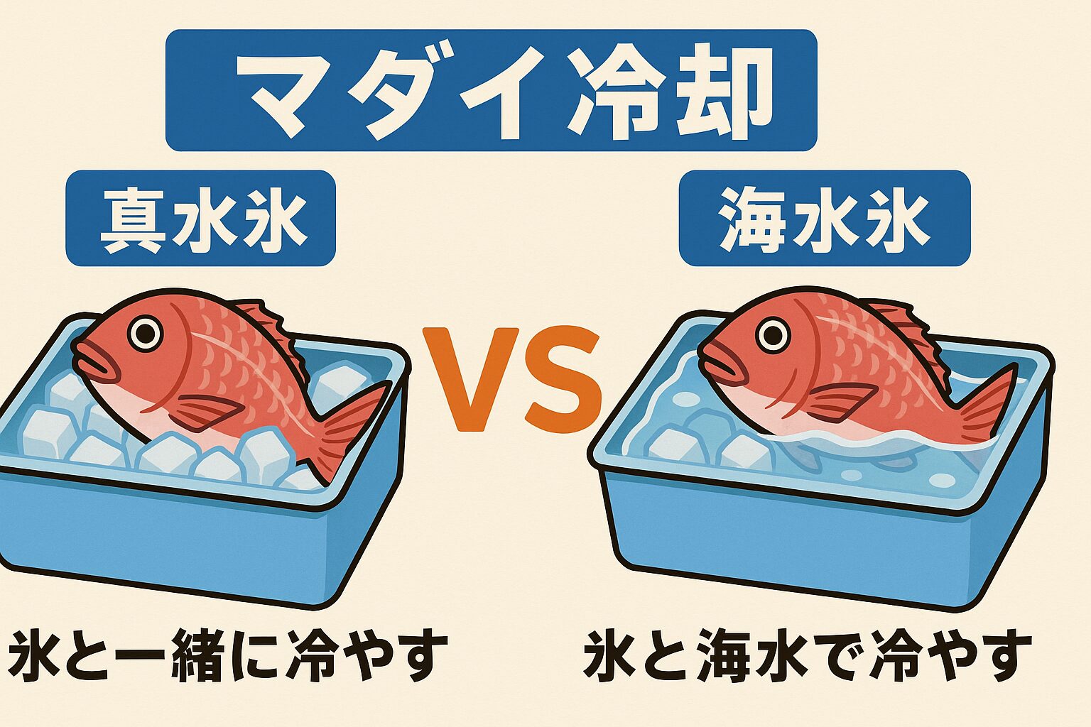 マダイ冷却、海水氷は「鮮度」「旨味」「身質」全てにおいて最高のパフォーマンスを発揮。釣太郎