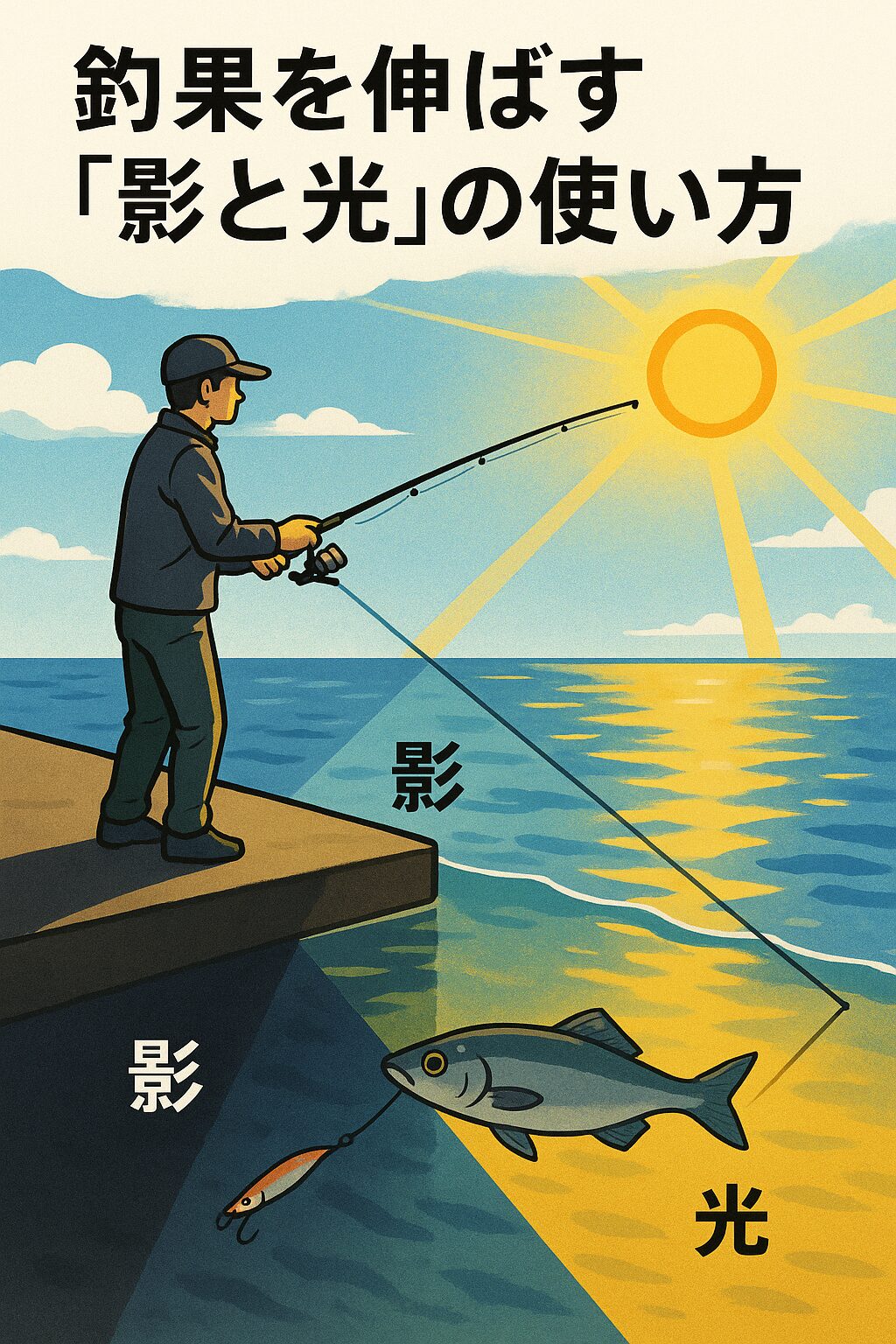 釣りは「環境を読む力」が釣果を大きく左右します。影を消して魚の警戒心を下げ、光を活かしてエサを目立たせる。釣太郎