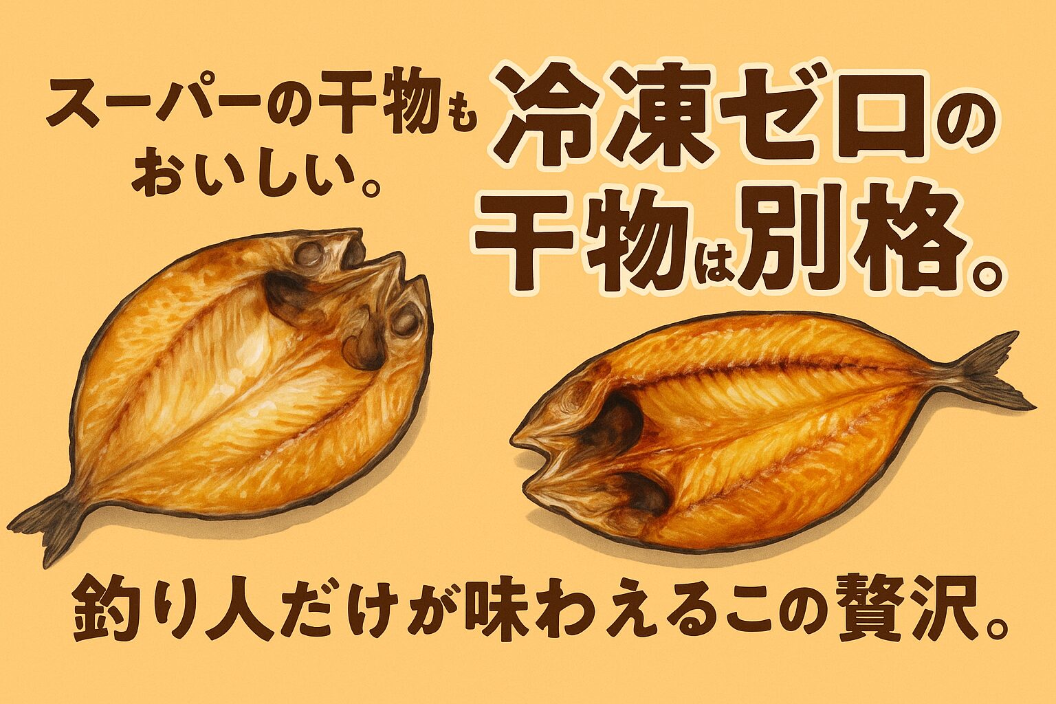 冷凍ゼロ干物は、釣ったその日ならではの旨味と香りが別格。釣り人にとって、これこそが「釣った魚を食べる最大の贅沢」。釣太郎