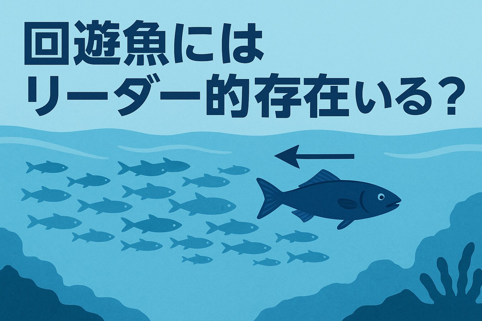 回遊魚は群れの方向転換は数匹が合図役になるだけで固定ではない ・先頭魚を釣っても群れはすぐに体制を立て直す。釣太郎