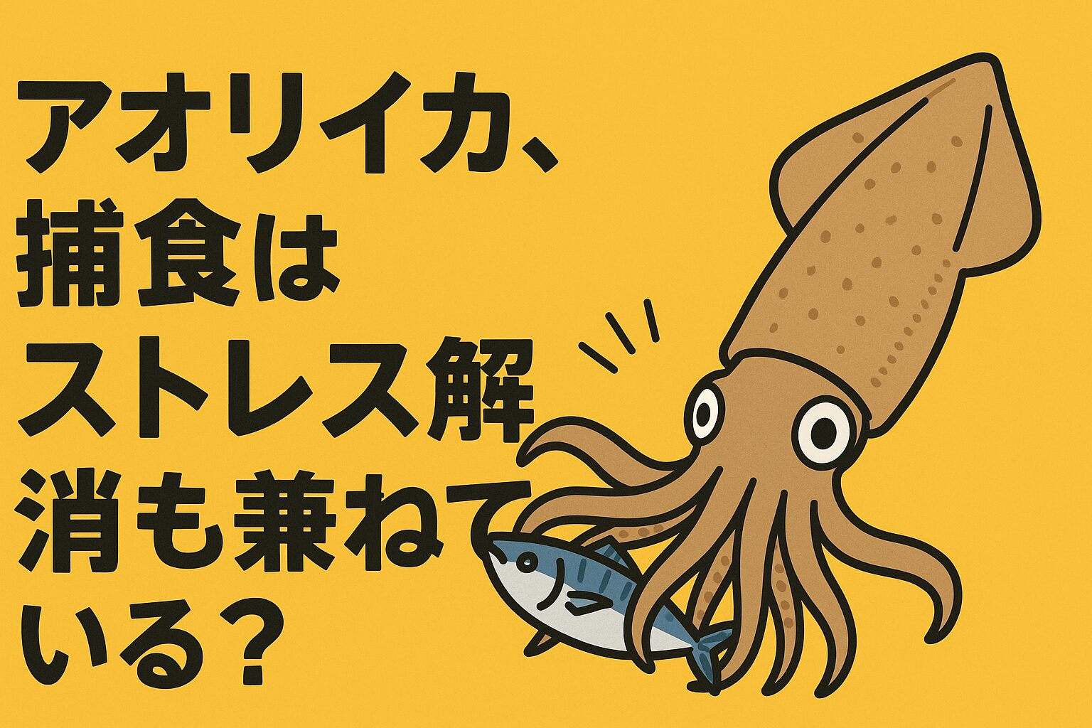 アオリイカは単なる食欲だけでなく、ストレスや縄張り意識からも獲物に抱きつきます。釣太郎