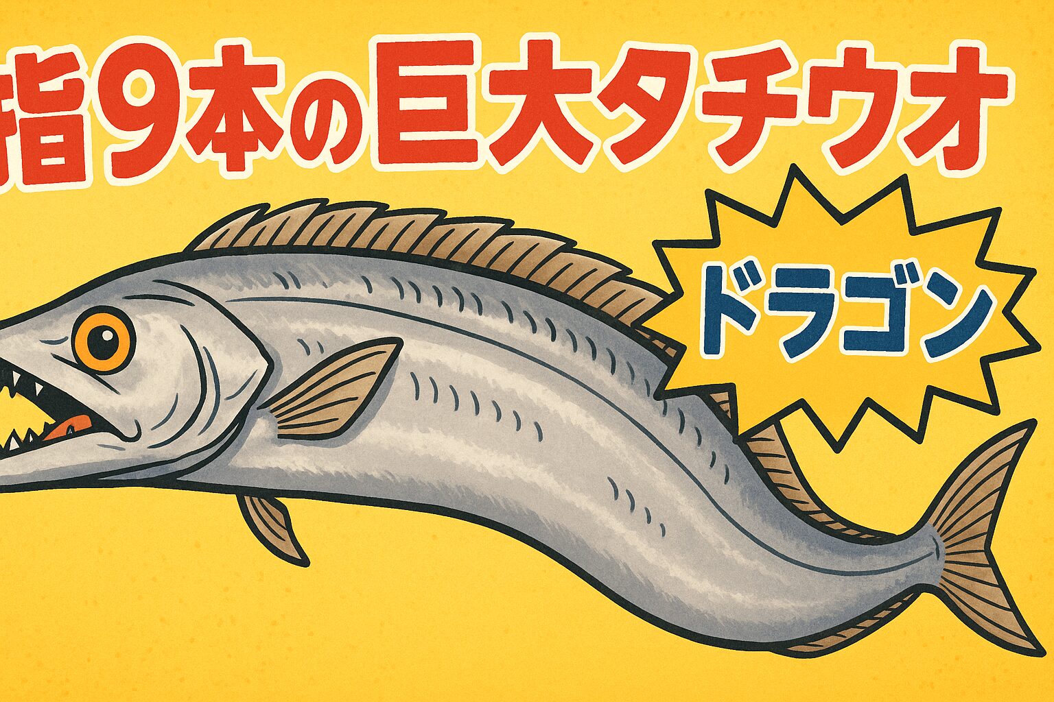 太刀魚指9本級は全国でも極めて稀で、どの海域でも「ドラゴンタチウオ」と呼ばれる。釣太郎