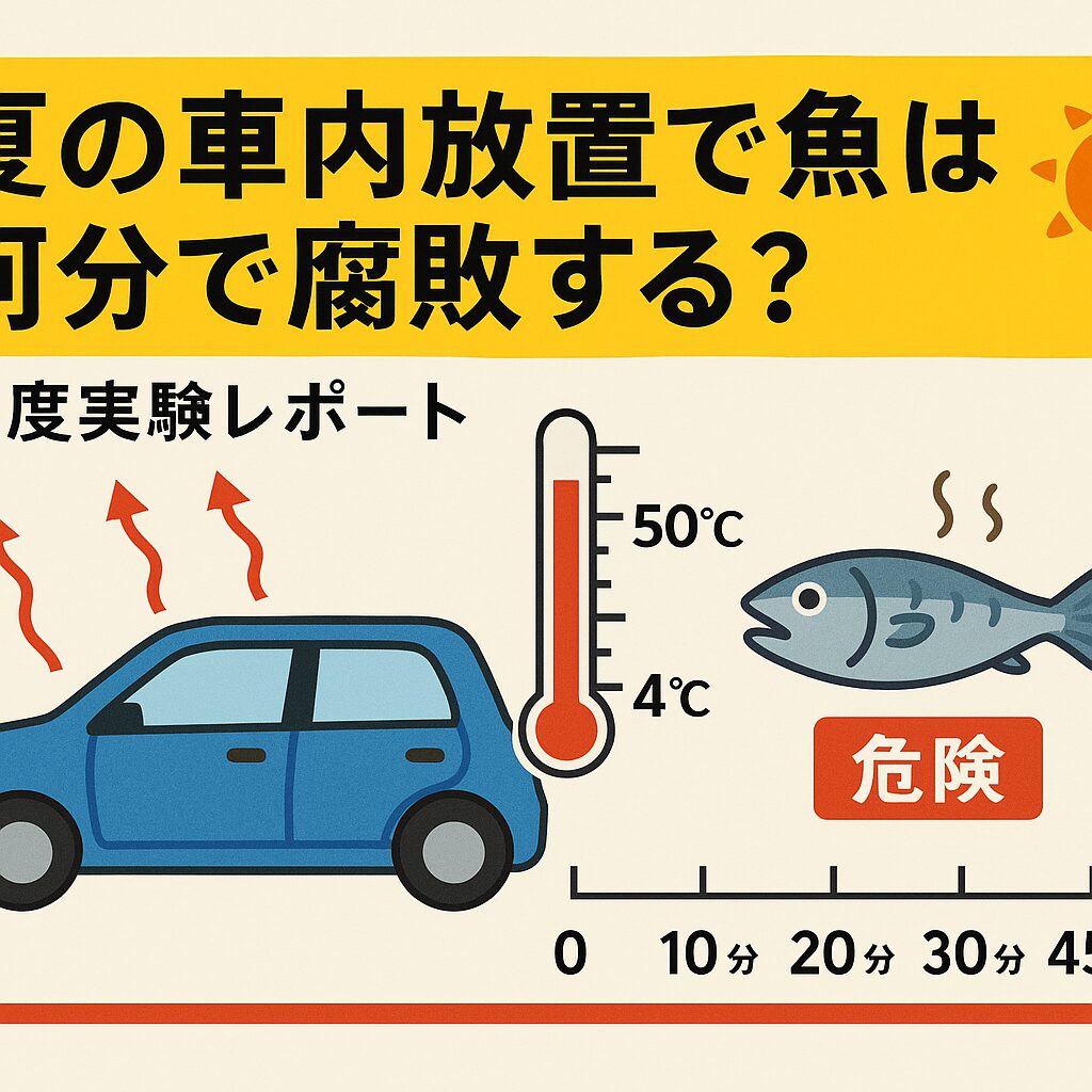 真夏の魚、車内放置は「数十分で致命的」と覚えるべき。切り身は20分でアウト。丸のままでも45分で危険領域。釣太郎