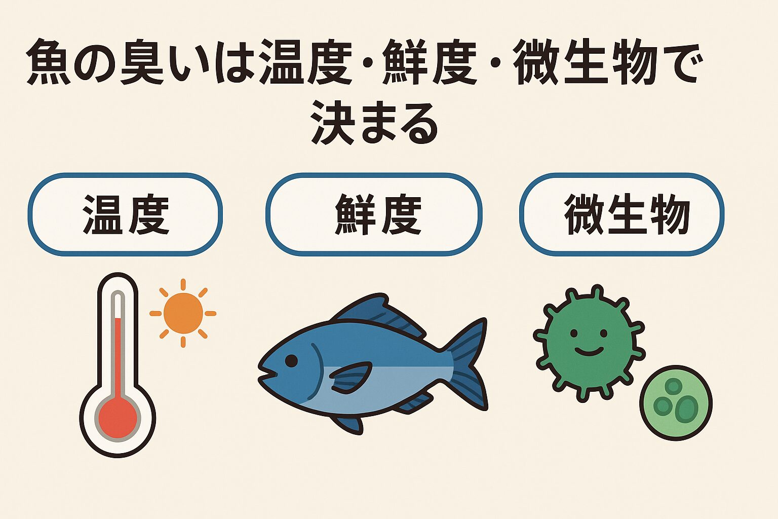 魚の臭いは「温度」「鮮度」「微生物」という3つの要素で決まります。釣太郎