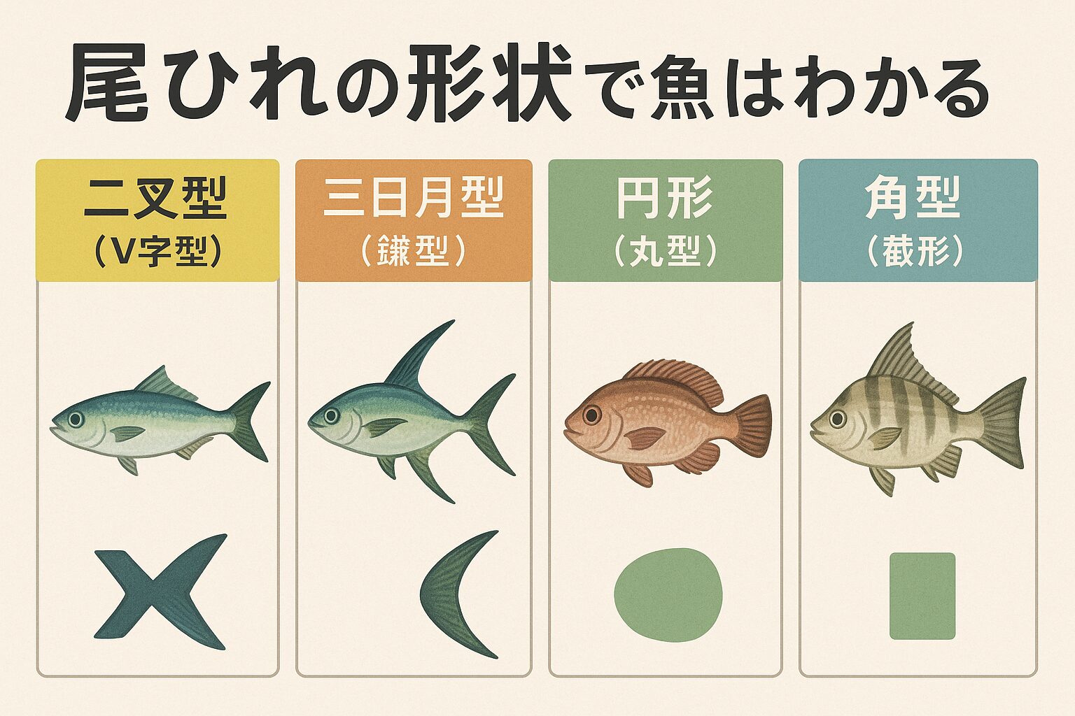 魚の尾ひれは「その魚の生き方の設計図」と言る。釣り人が尾ひれを観察すれば「これは回遊型だから潮通しの良い場所」「これは底生型だから根の周り」といった推測が可能です。釣太郎