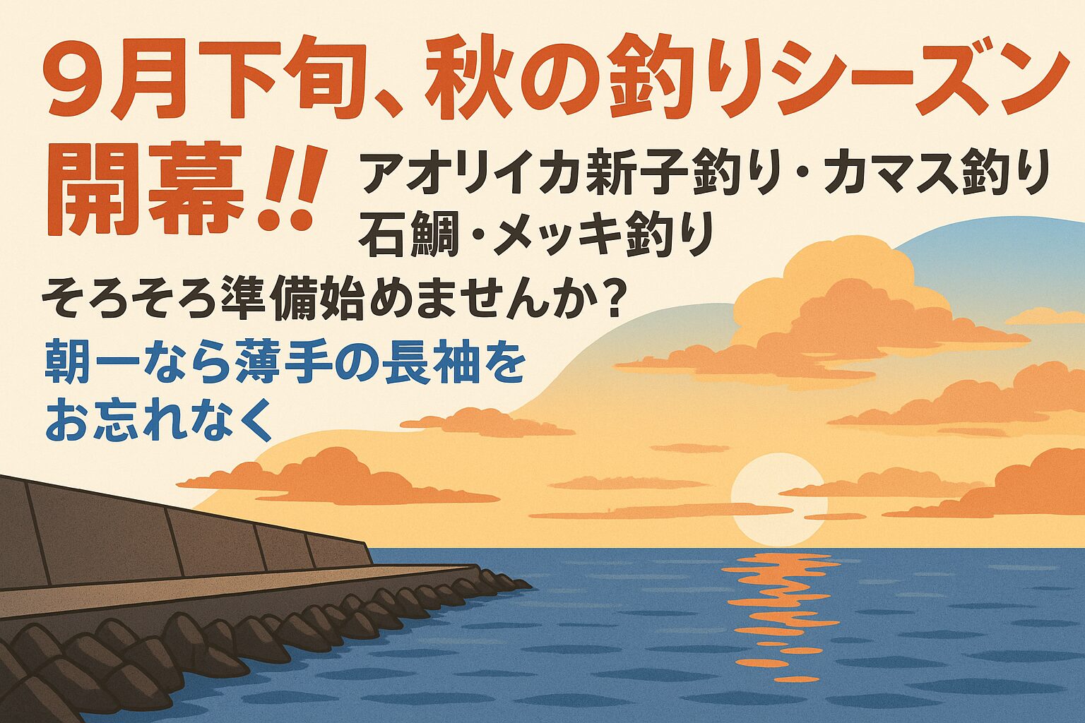 9月下旬の南紀は、アオリイカ新子・カマス・石鯛・メッキなど 秋ならではのターゲットが勢揃いする釣り人待望のシーズン。釣太郎