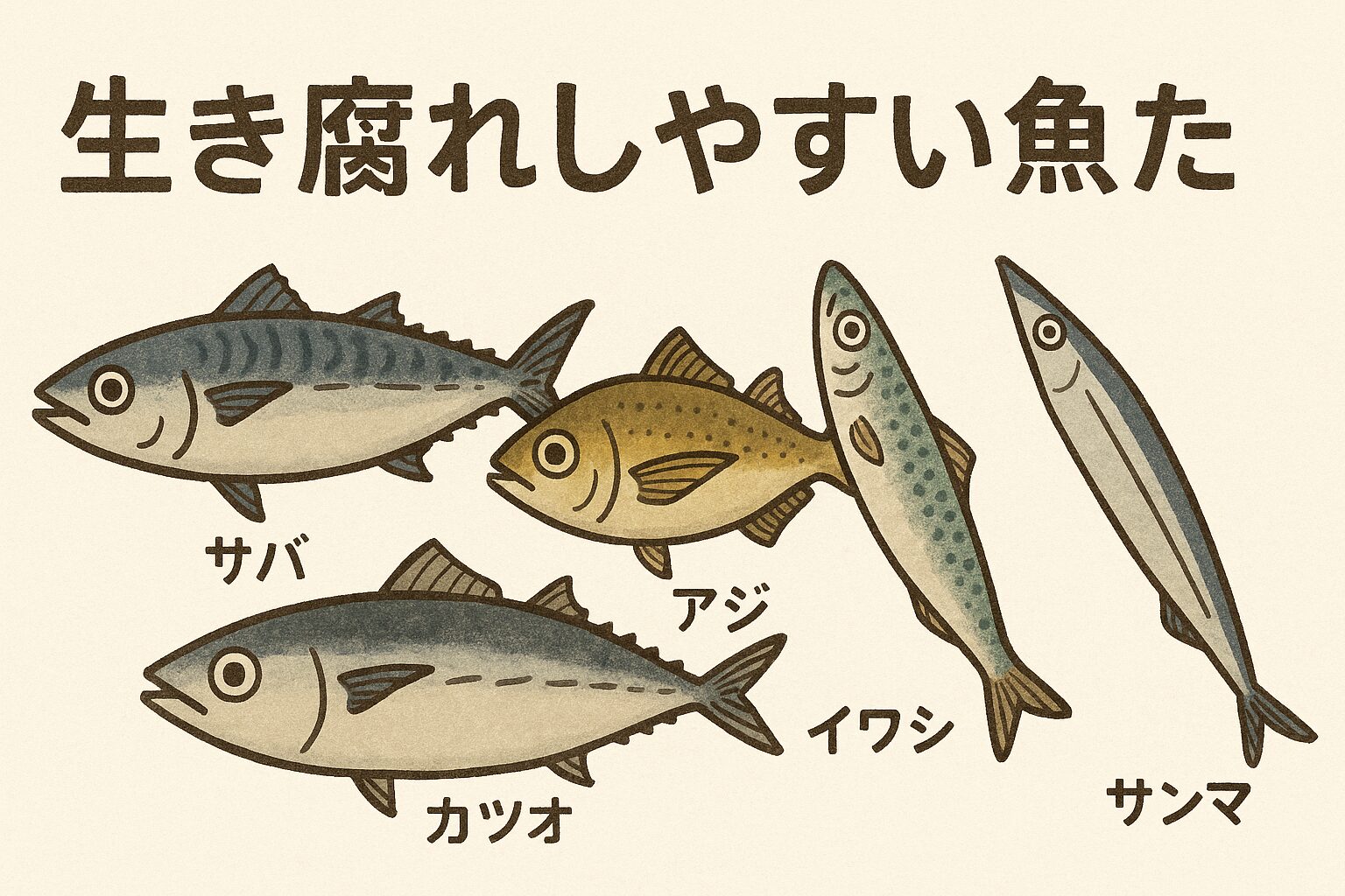 サバやカツオはもちろん、アジ・イワシ・サンマなども生き腐れ系魚種に分類されます。釣太郎