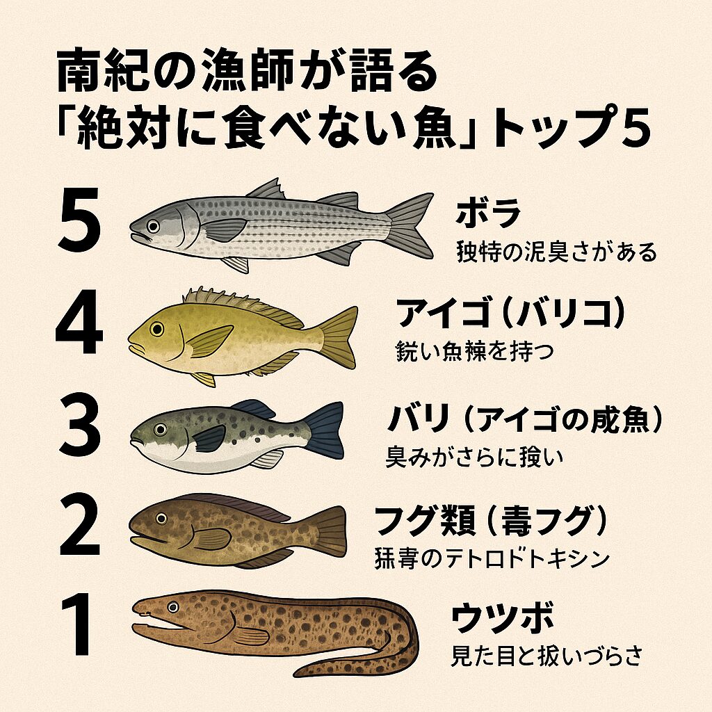南紀の海は豊かな食材の宝庫ですが、漁師は長年の経験から「これは食べない方がいい」と判断する魚を知っています。釣太郎