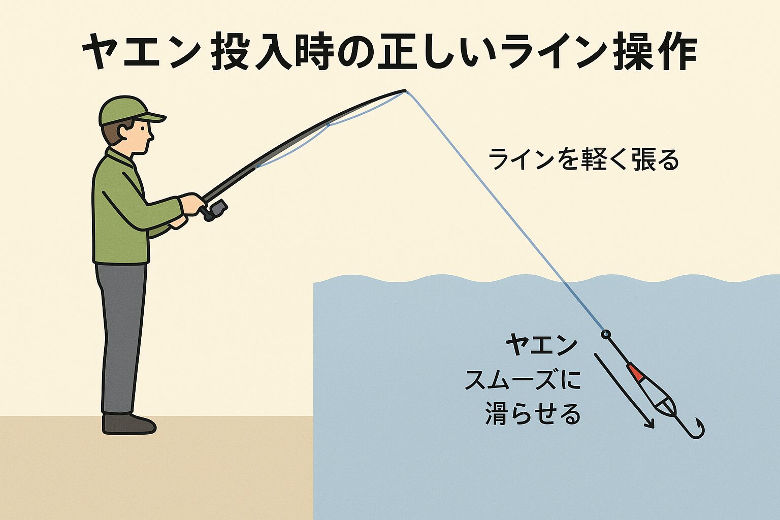 アオリイカのヤエン投入時に針がラインに掛かるのは「リバウンド現象」が原因。釣太郎
