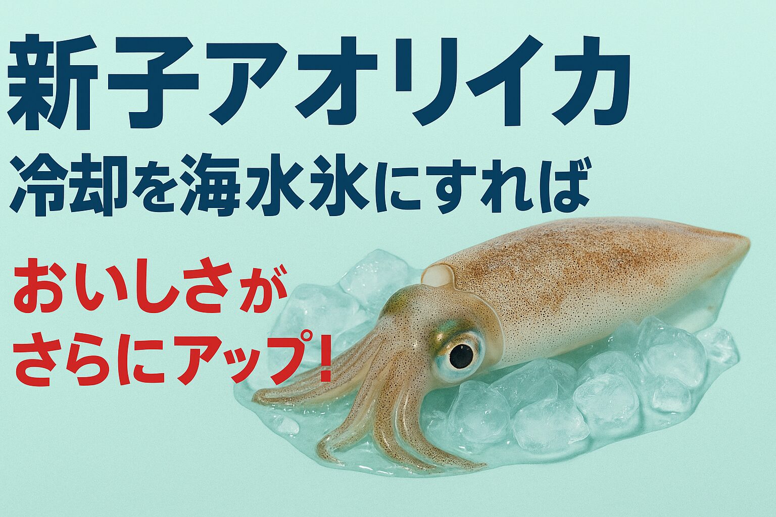 新子アオリイカは冷却方法次第で味と見た目が大きく変わる。海水氷なら鮮度保持力30%アップ、甘み20%アップ。釣太郎