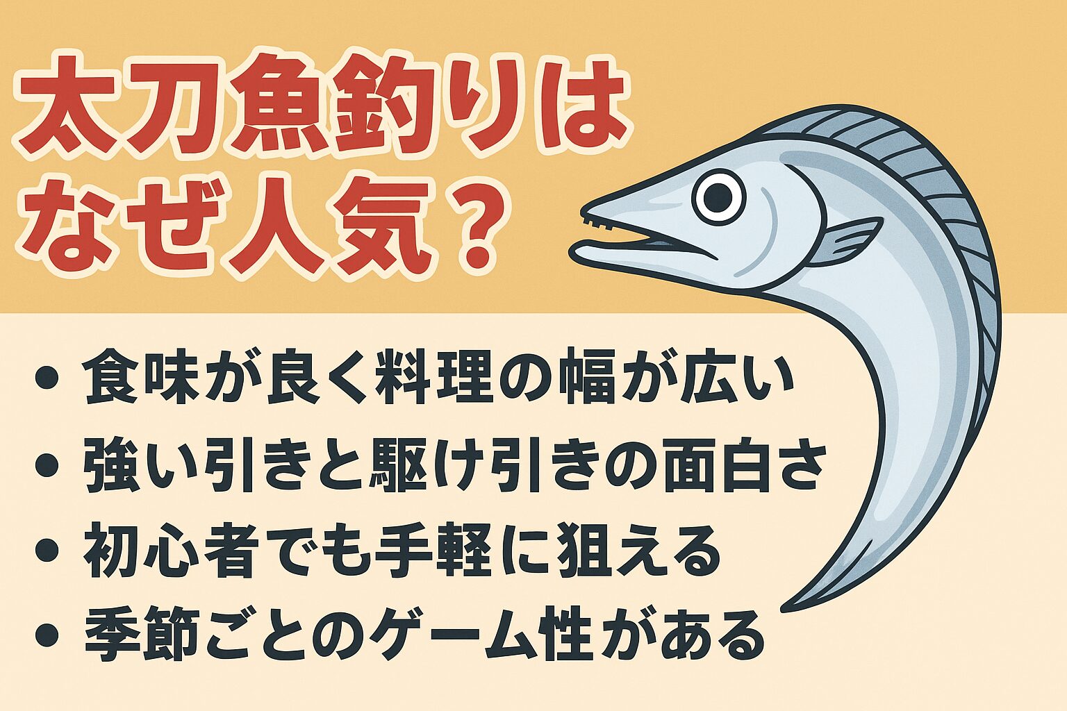 太刀魚釣りは・食味の高さ・強烈な引き・初心者でも狙える手軽さ・シーズンごとの戦略性という魅力が揃った、釣り入門にも本格派にも愛されるターゲット。釣太郎