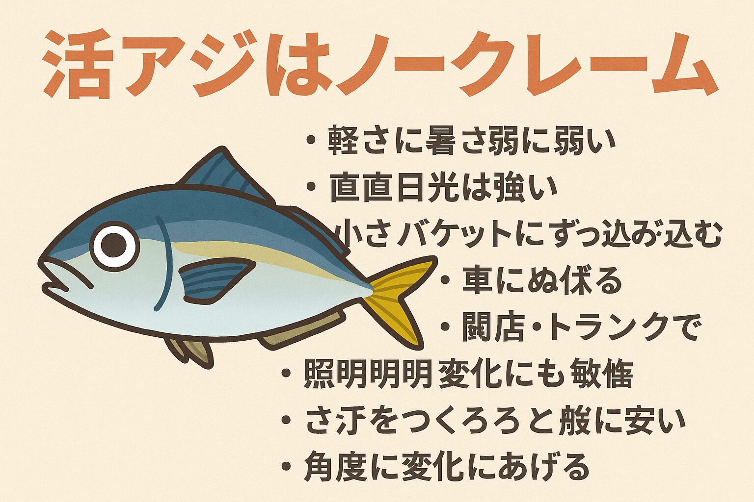 活アジを守るのは釣り人自身の管理次第。詰め込み過ぎ、海水少な目はタブー。釣太郎