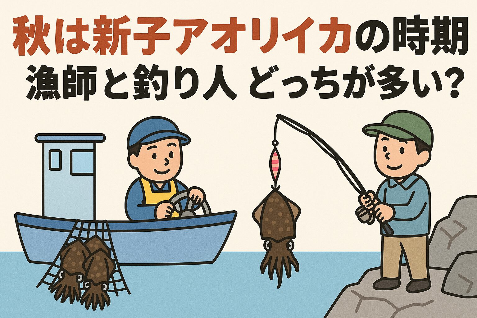 秋のアオリイカ新子シーズンにおける漁師と釣り人の捕獲量は、年によって差はあるものの概ね同程度。釣太郎