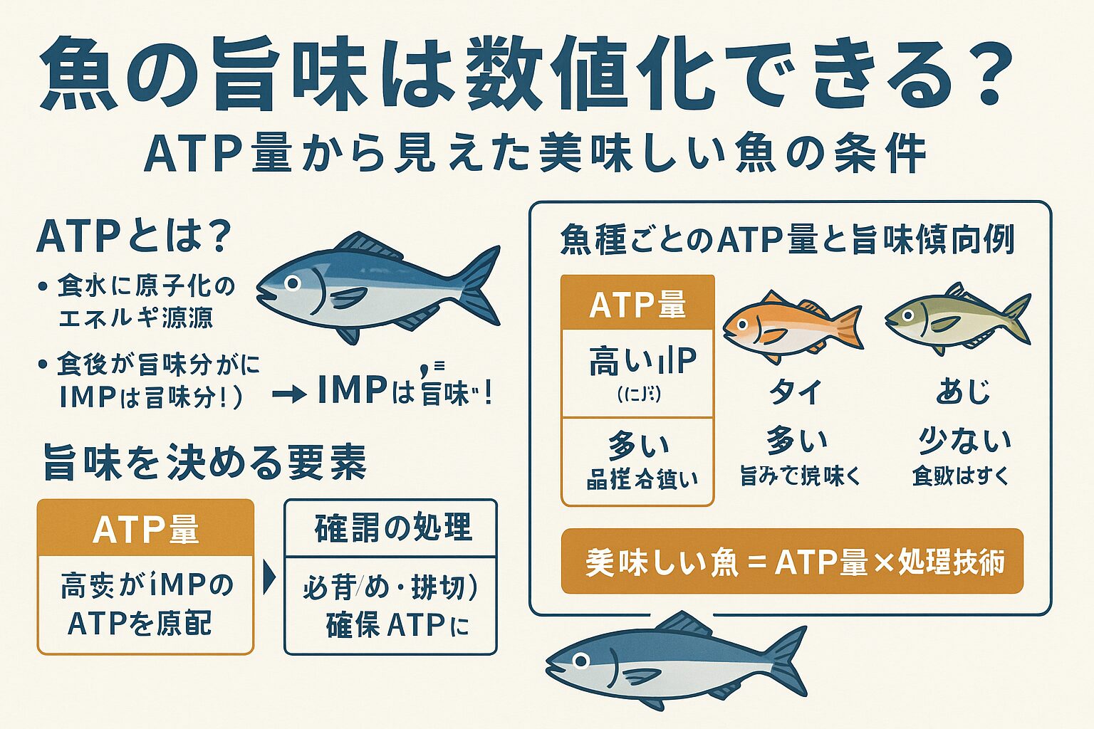 魚の旨味は数値化できる？ATP量から見えた美味しい魚の条件