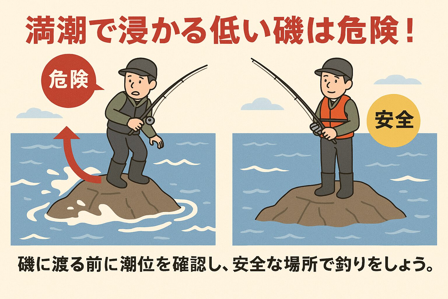 【磯釣りの危険性】南紀地方に多い満潮で浸かる低い磯のリスク.釣太郎