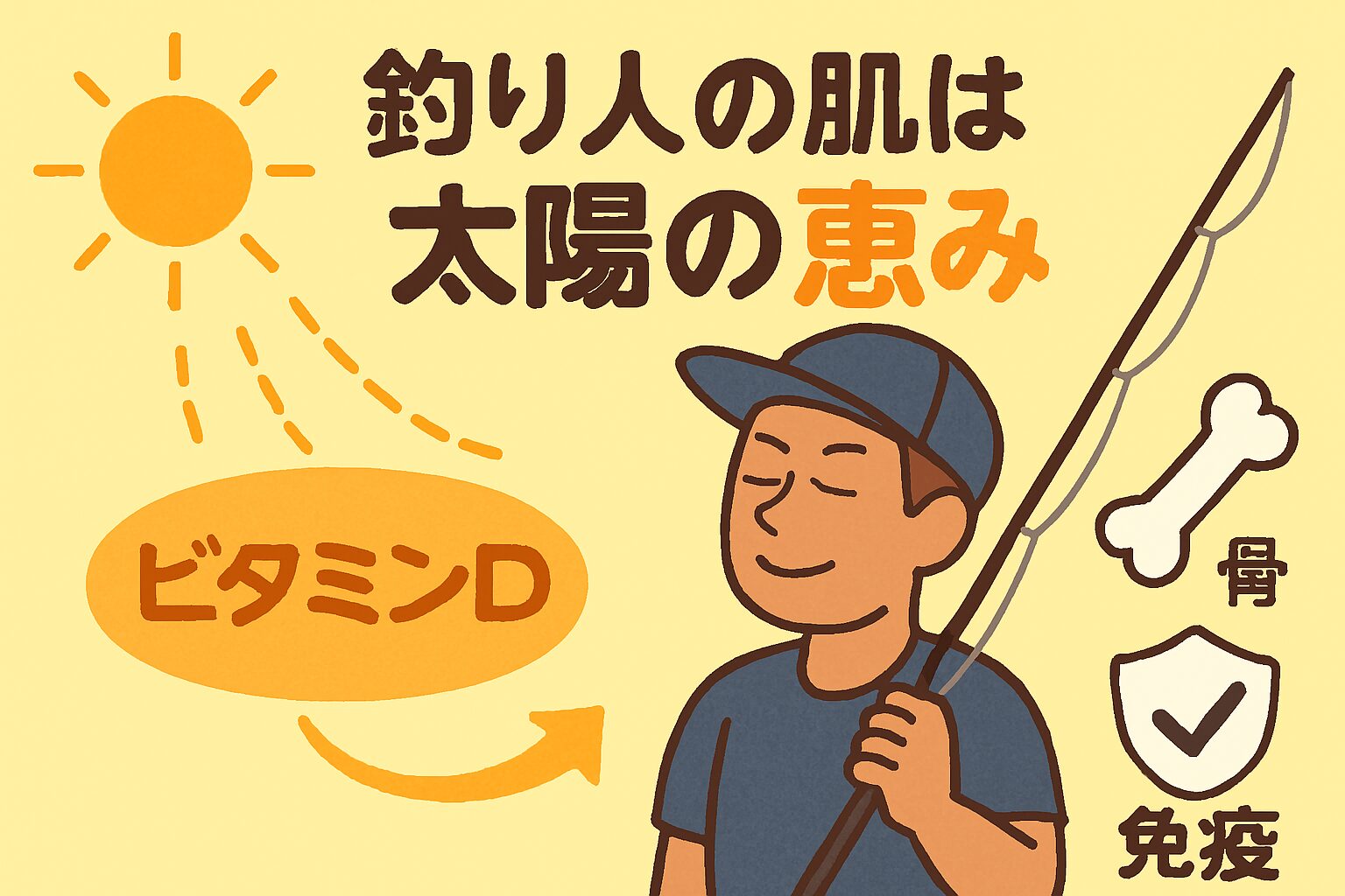 釣り人の肌は太陽の恵み──ビタミンDと自然との共鳴。釣太郎