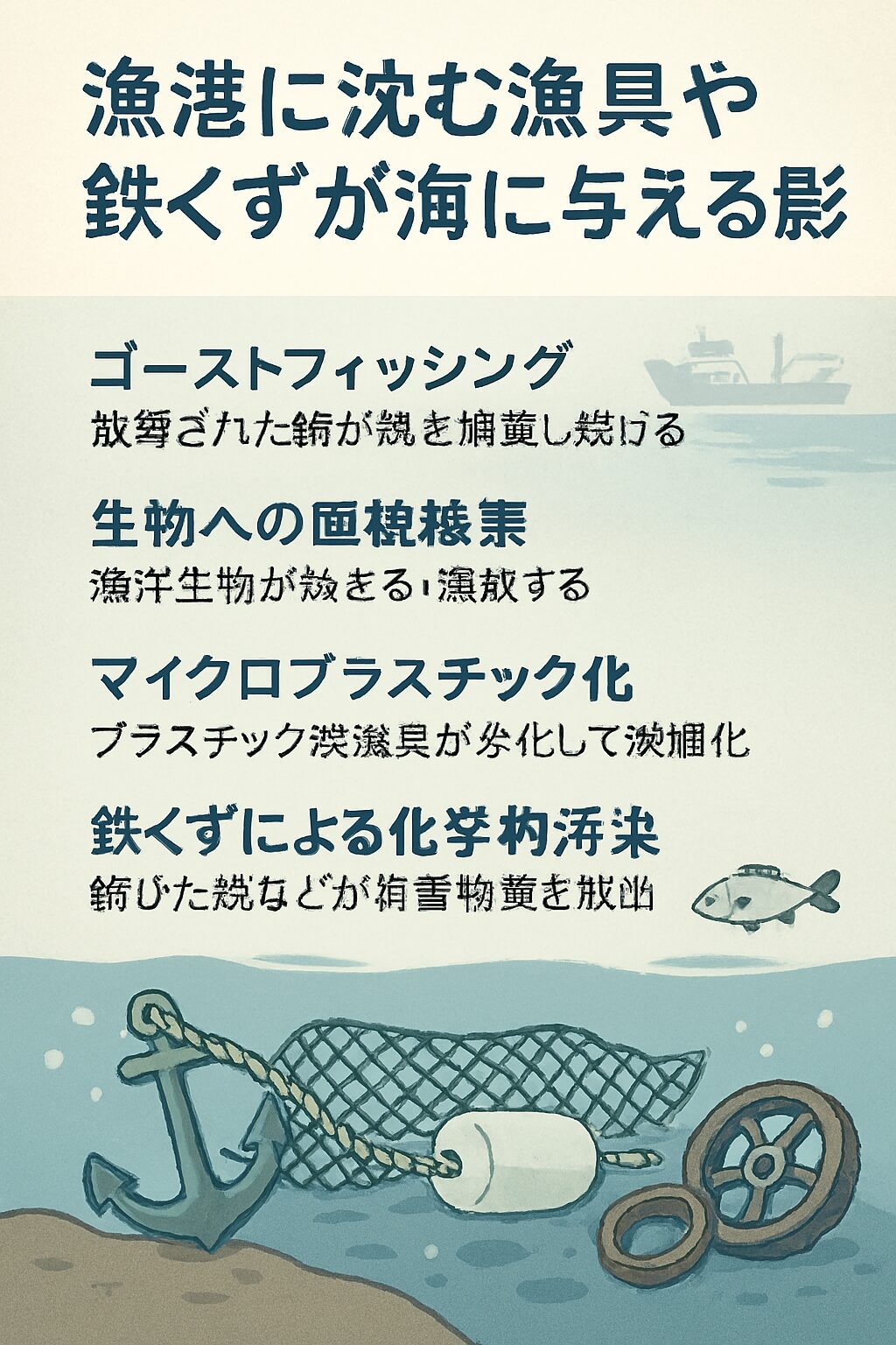 漁港に沈む漁具や鉄くず──海に与える影響とその対策【科学×実践】釣太郎