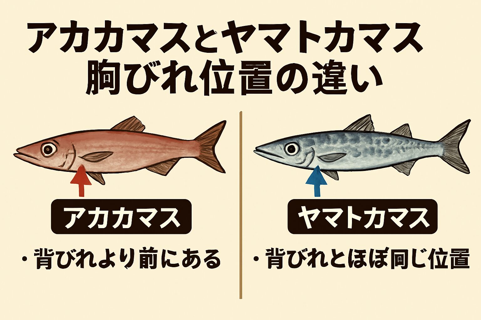 アカカマスとヤマトカマスの違い｜胸びれの位置で見分ける！味・価格・旬も徹底比較。釣太郎