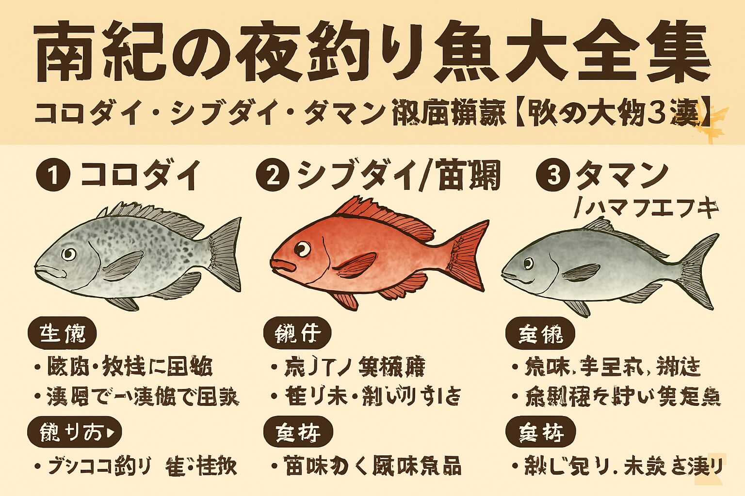 コロダイ・シブダイ・タマンは、南紀の夜釣りを代表する大物ターゲット。10月末までが勝負！釣太郎