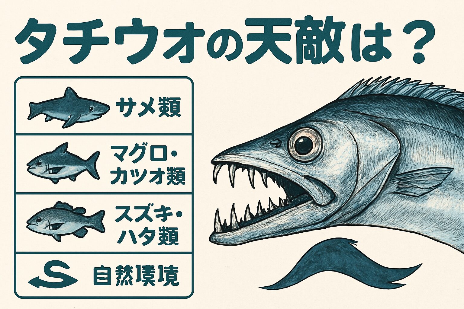 タチウオ(太刀魚)はサメ、マグロ、カツオ等に襲される。釣太郎