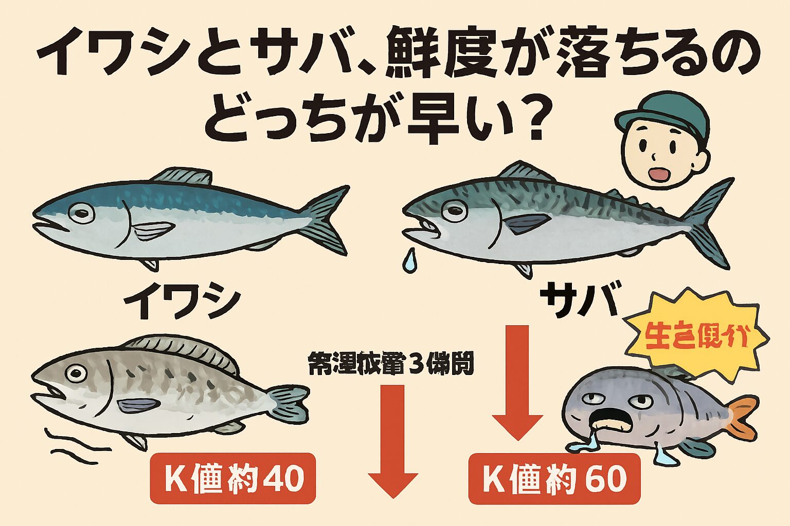 イワシもサバも美味しい魚ですが、鮮度管理を怠ると一気に価値が下がります。特にサバは、釣った瞬間から“時間との勝負”。釣太郎