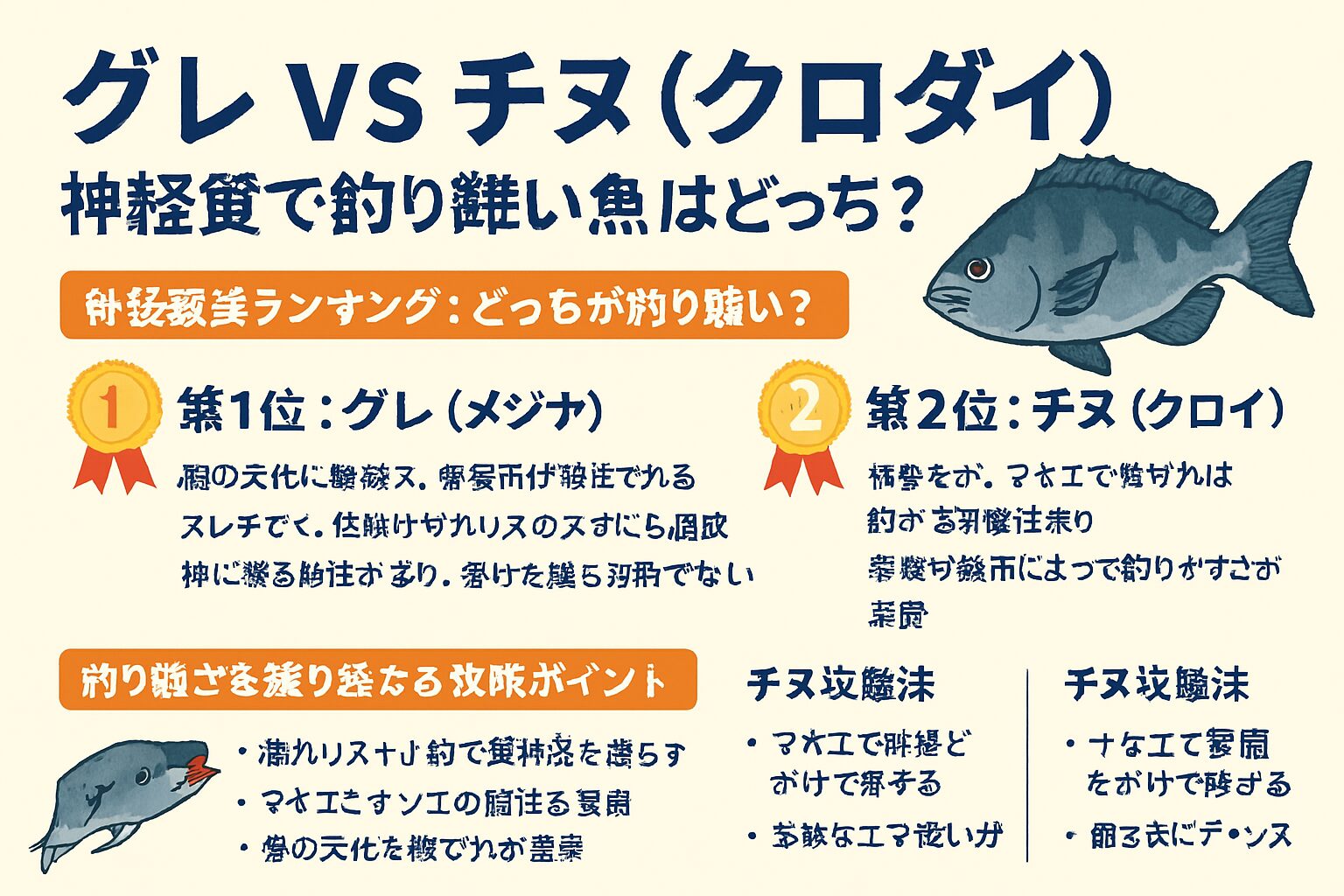 グレVSチヌ（クロダイ）｜神経質で釣り難い魚はどっち？釣り人必見の攻略ポイント.釣太郎