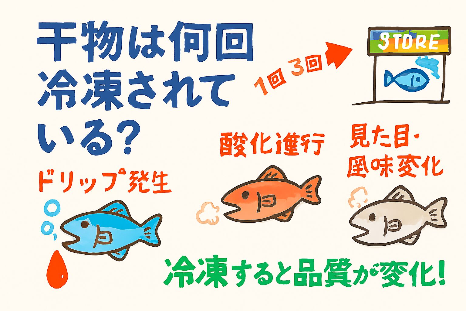 スーパーの魚干物は何回冷凍されているのか？釣太郎