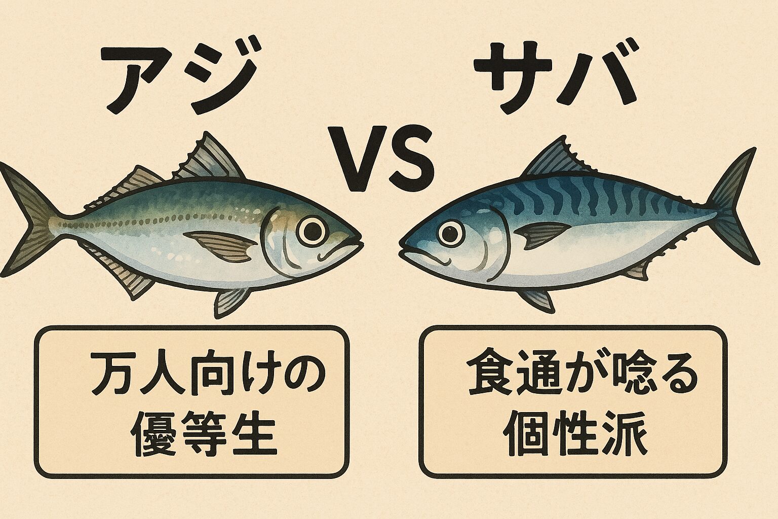 アジ vs サバ:二大大衆魚の人気対決!食通と庶民の味覚を分ける魚の真実。釣太郎