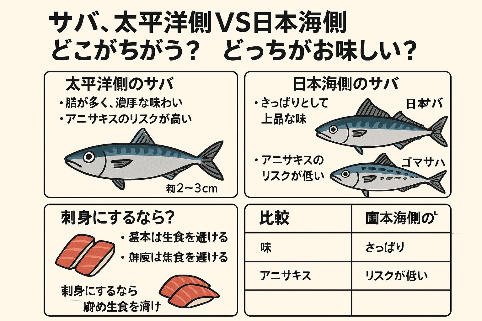 【サバ好き必見】太平洋側と日本海側のサバ、どっちが美味しい？違いを徹底解説！釣太郎
