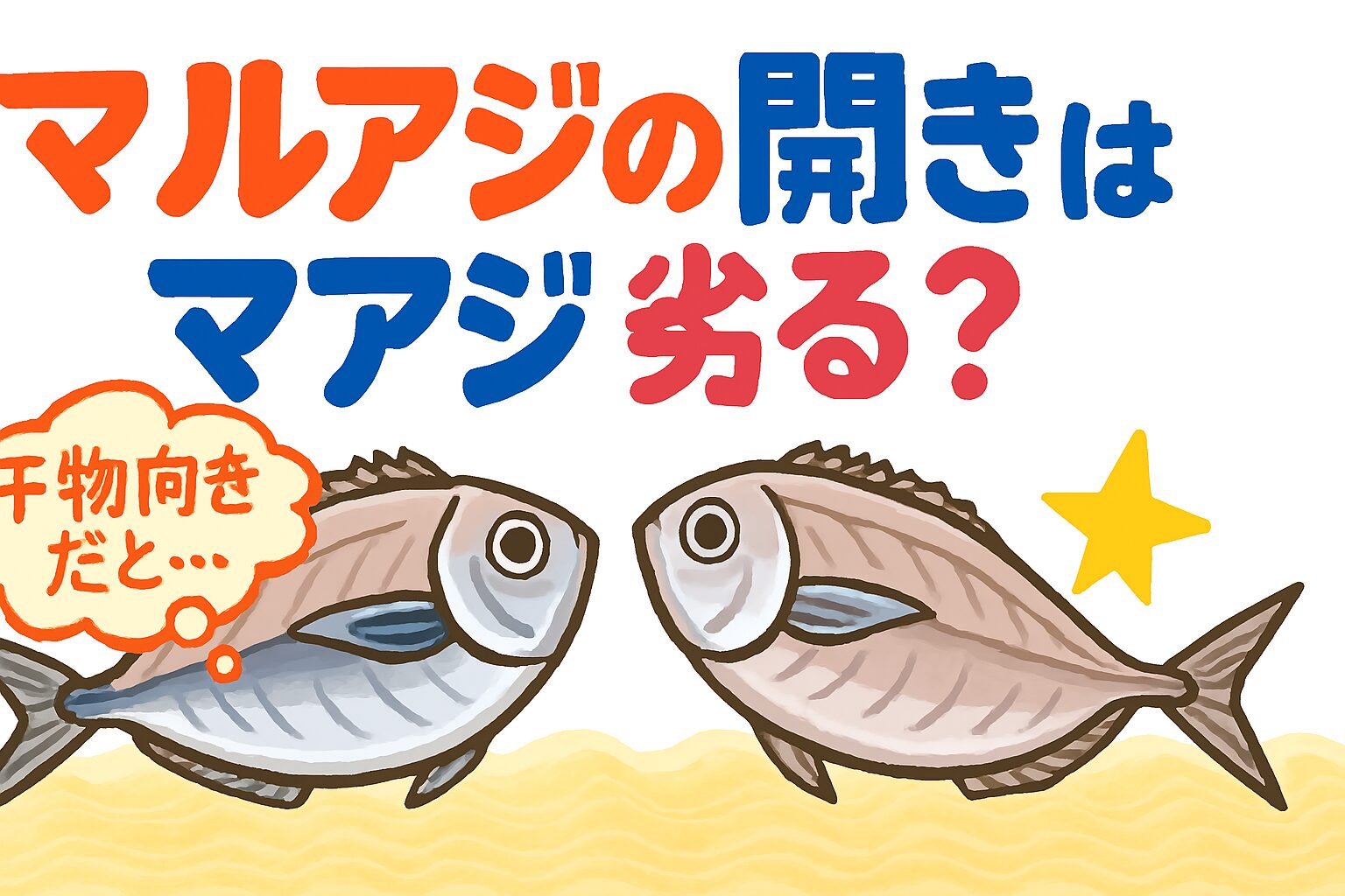 マルアジは干物界の隠れた実力派！ マアジが「定番」なら、マルアジは「干物向きの実力派」。釣太郎
