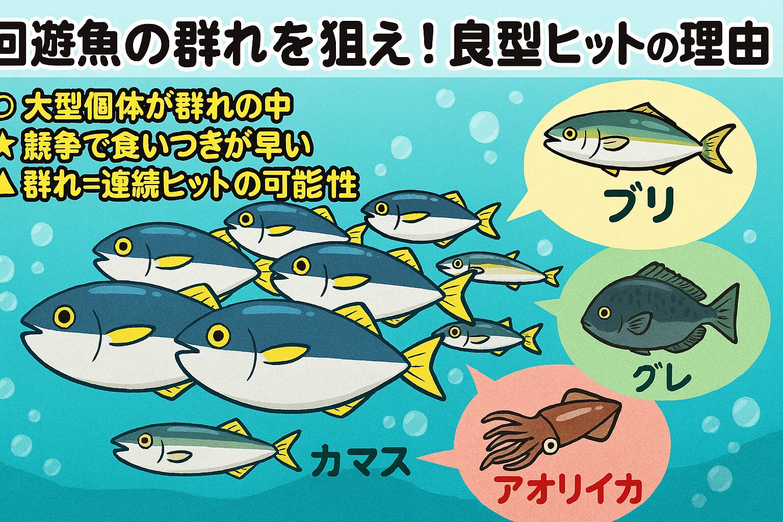 魚類行動学では、群れの中での社会的順位やエネルギー効率が研究されています。群れの先頭にいる個体ほど、泳ぎの効率が良く、エサへの反応も早い。つまり、群れの先頭＝良型の可能性が高い。釣太郎