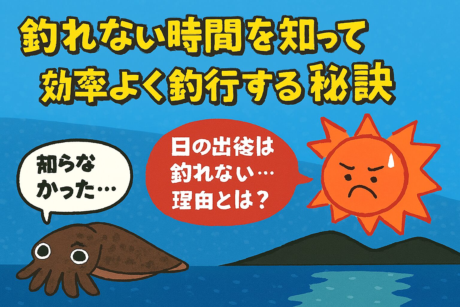 アオリイカの捕食スイッチは「まずめ時」に入る。朝まずめ（夜明け〜日の出後1時間）は、ベイト（小魚）が活発に動き出す時間帯。釣太郎